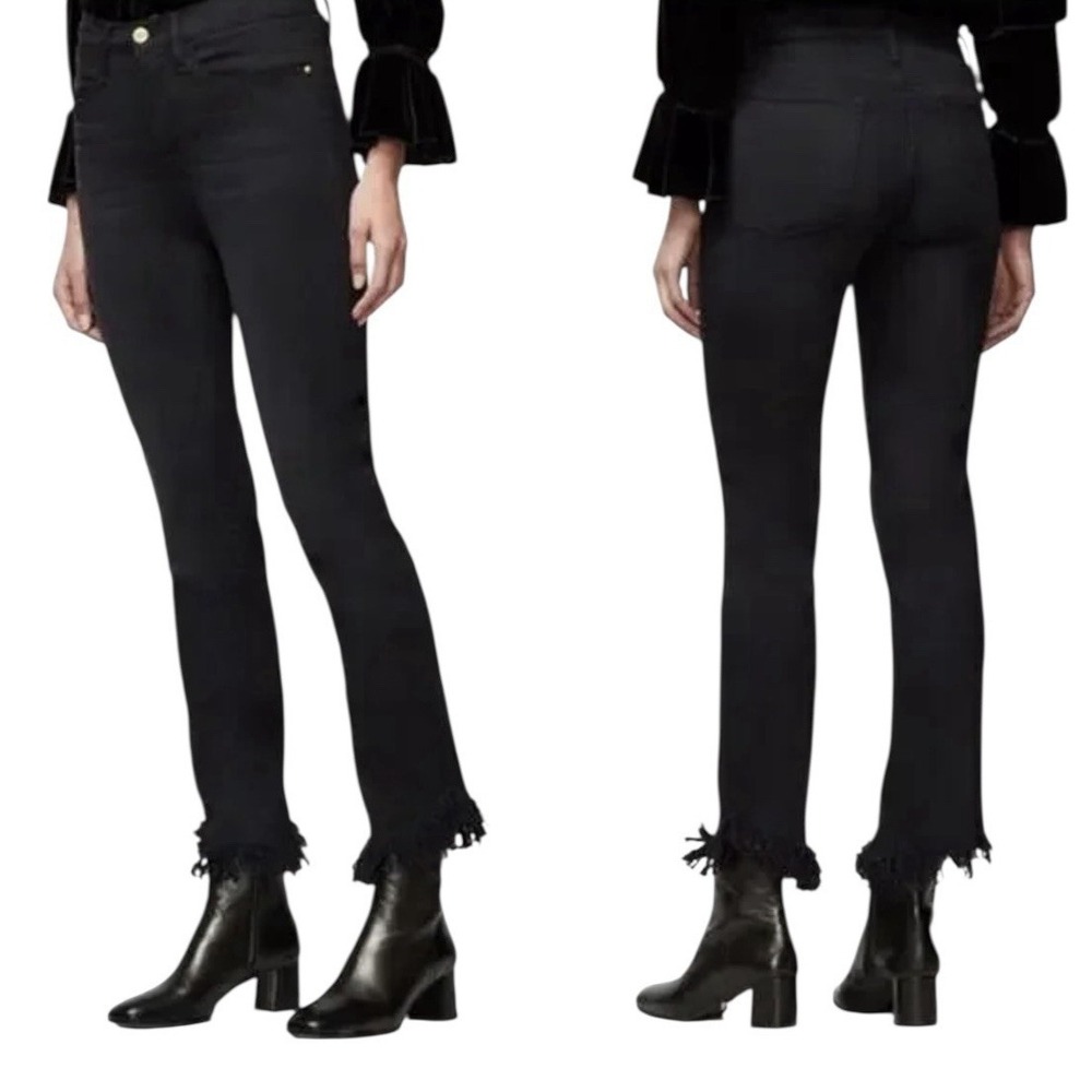FRAME Denim Le‎ Crop Mini Boot Cut Jeans Women's Size 25 Black Skinny Stretch